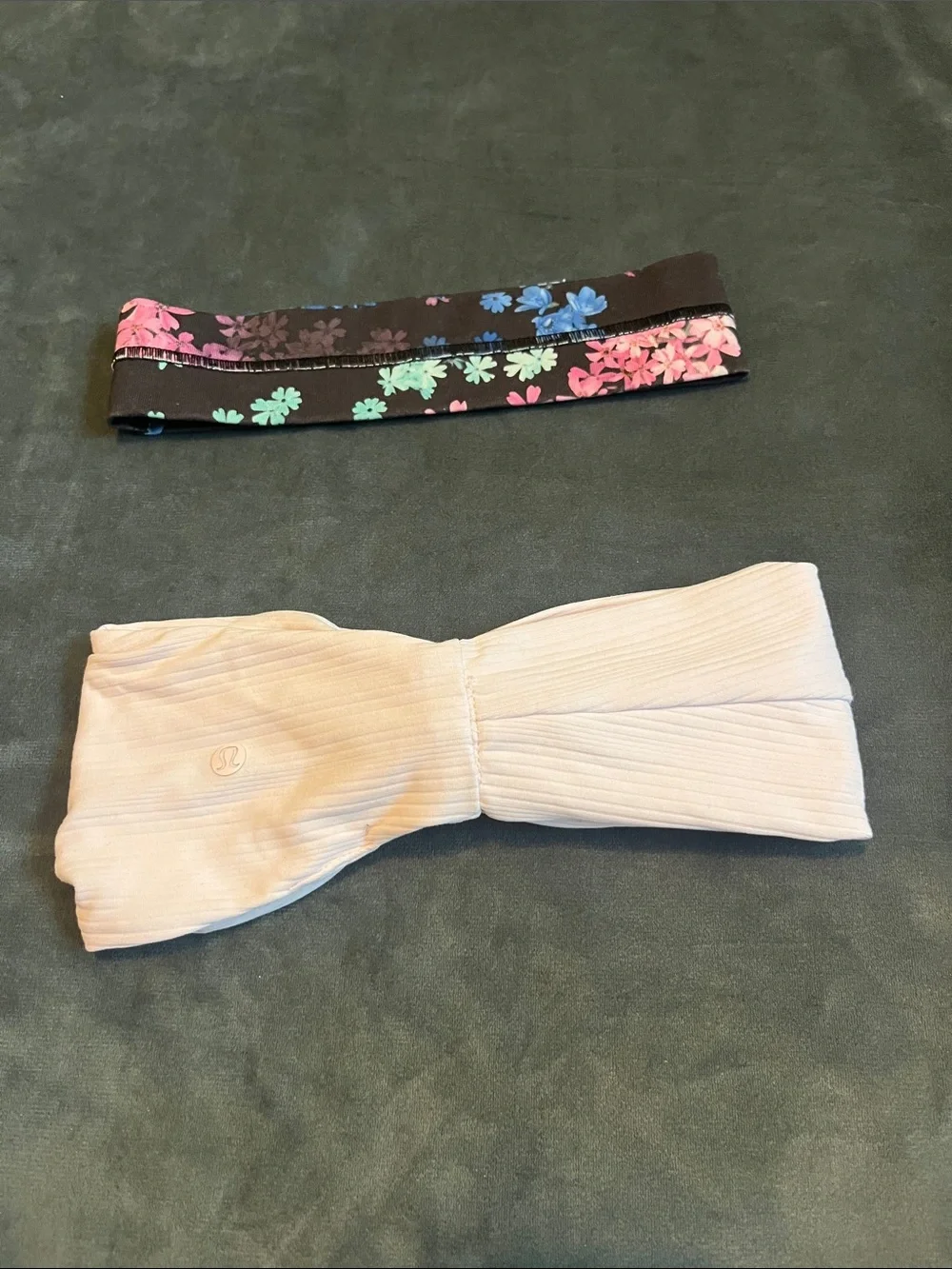 lululemon athletica Blue Floral and Blush Pink Headband Set